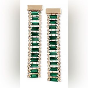 NWT Guess Crystal Baguette Linear Earrings